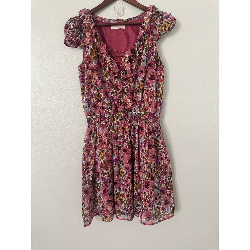 Guess Ruffle Trim V-Neck Dress size Medium